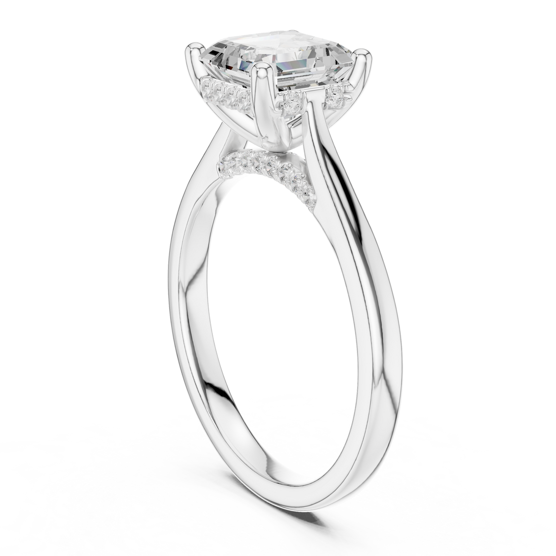 DDLR-983 - Solitaire Emerald Ring - White Gold