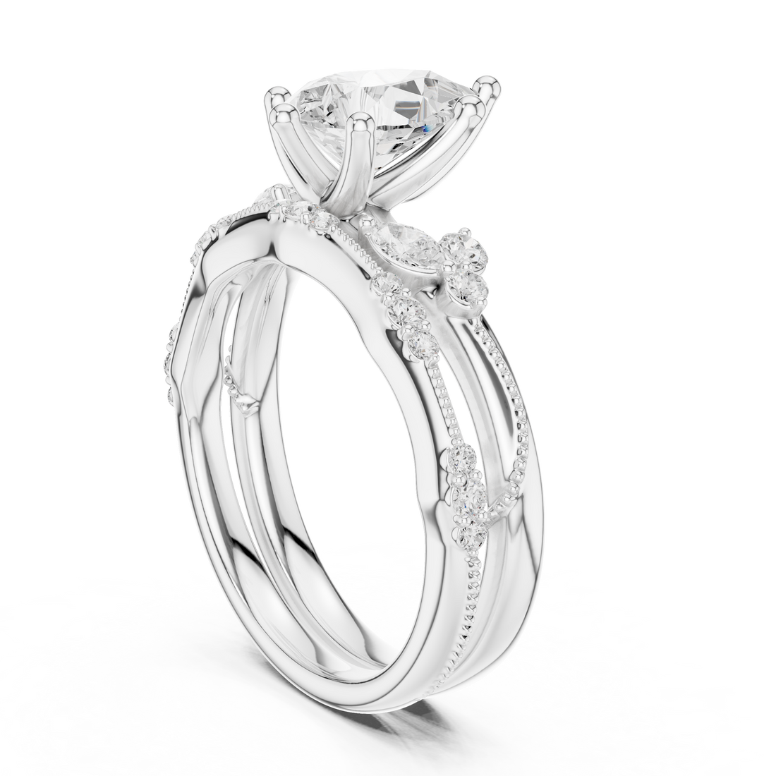 DDLR - 299 - PEAR - Solitaire Pear Ring - White Gold