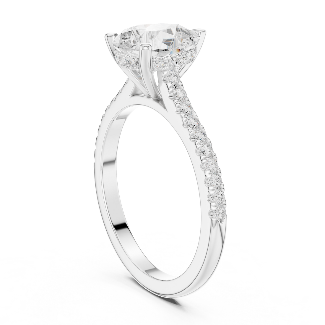 DDLR-1001 - Solitaire Pear Ring - White Gold