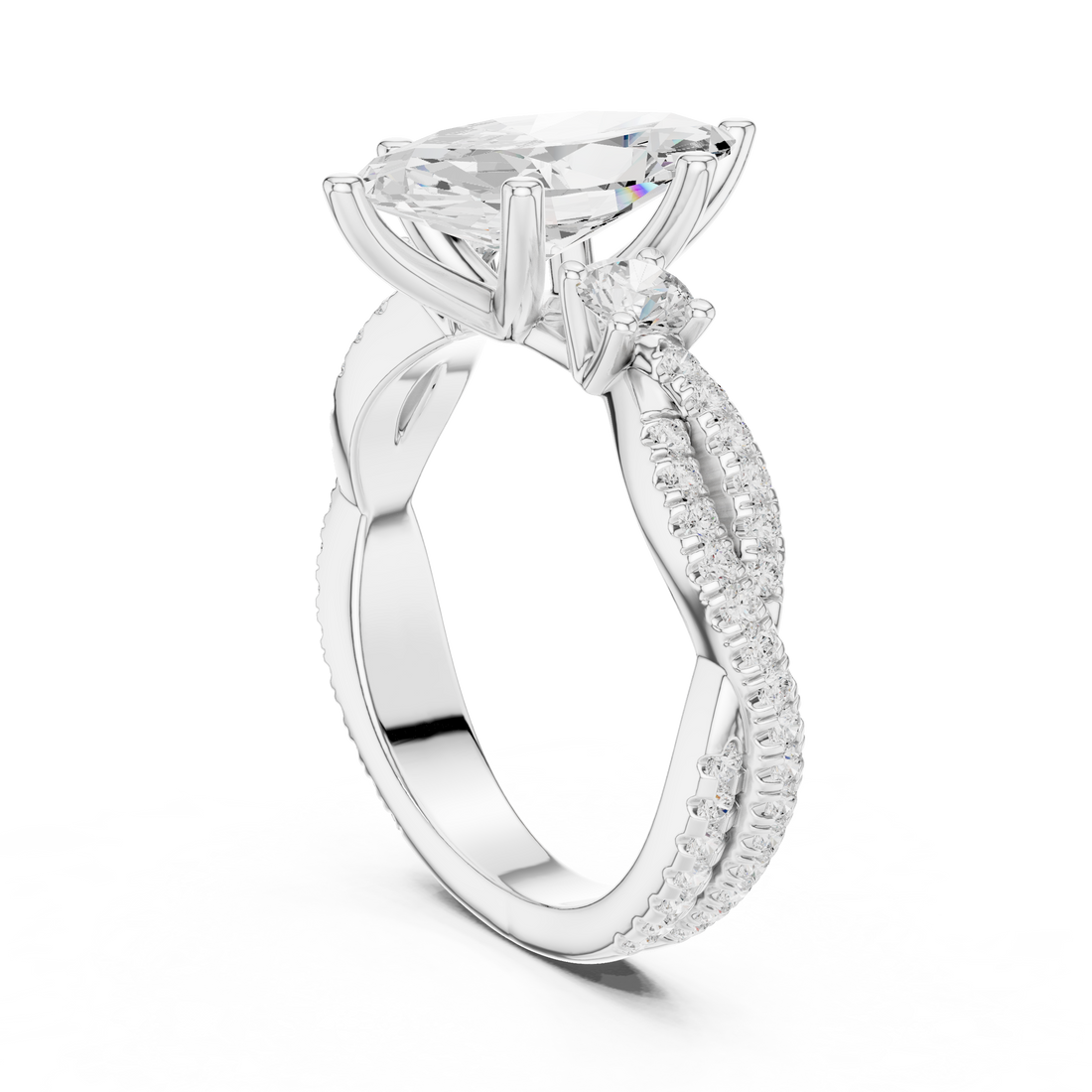 DDLR-1035 - Three Stone Marquise Ring - White Gold