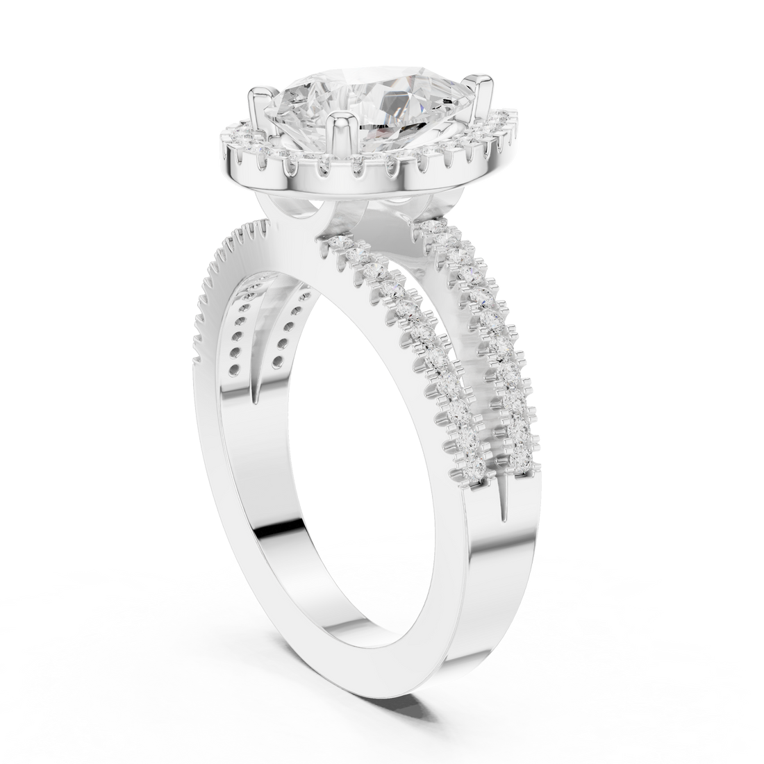 DDLR-350 - Halo Pear Ring - White Gold