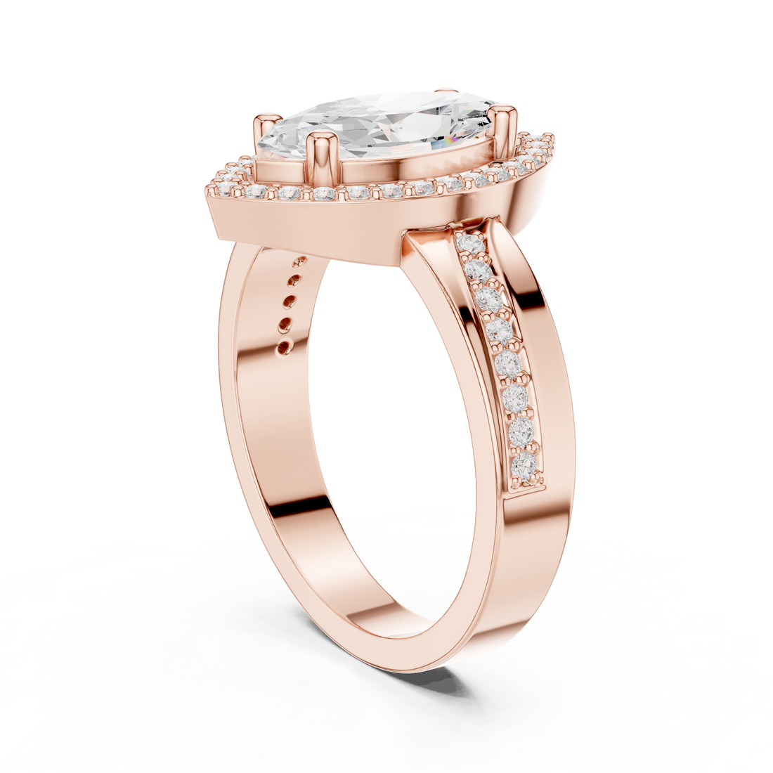 DDLR-355 - Halo Marquise Ring - White Gold