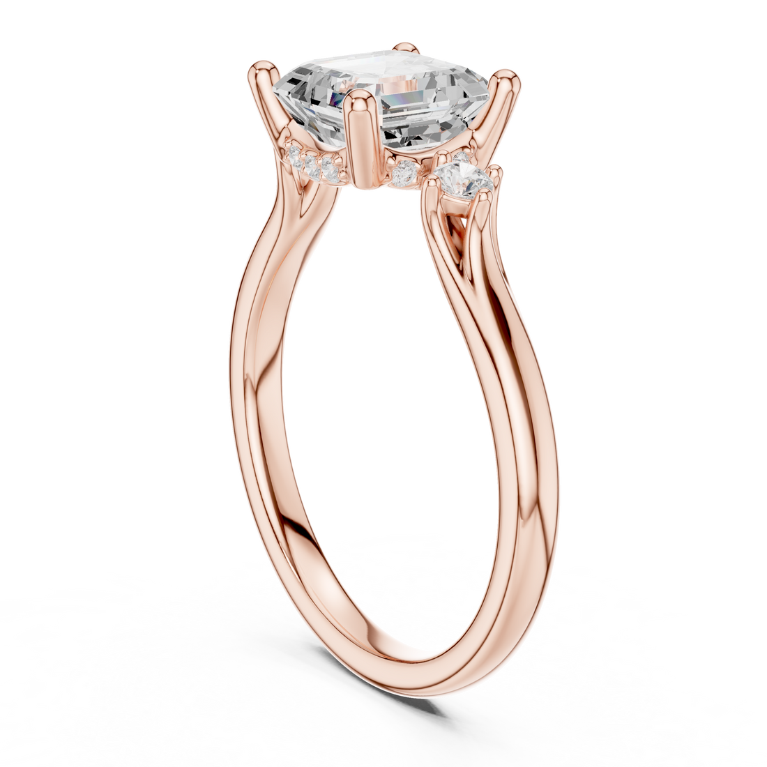 DDLR-164-AC - Three Stone Asscher Ring - White Gold