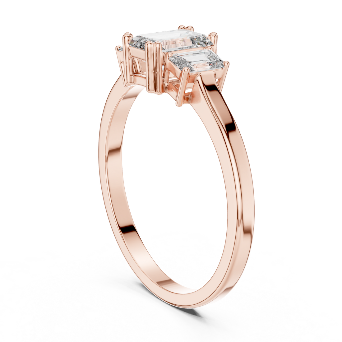 ALR-53 - Three Stone Emerald Ring - White Gold