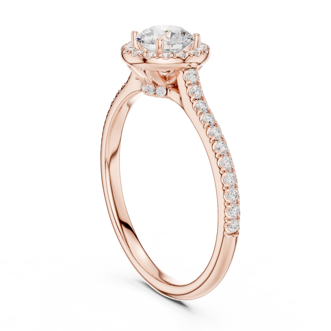 LR-0242 - Halo Round Ring - White Gold