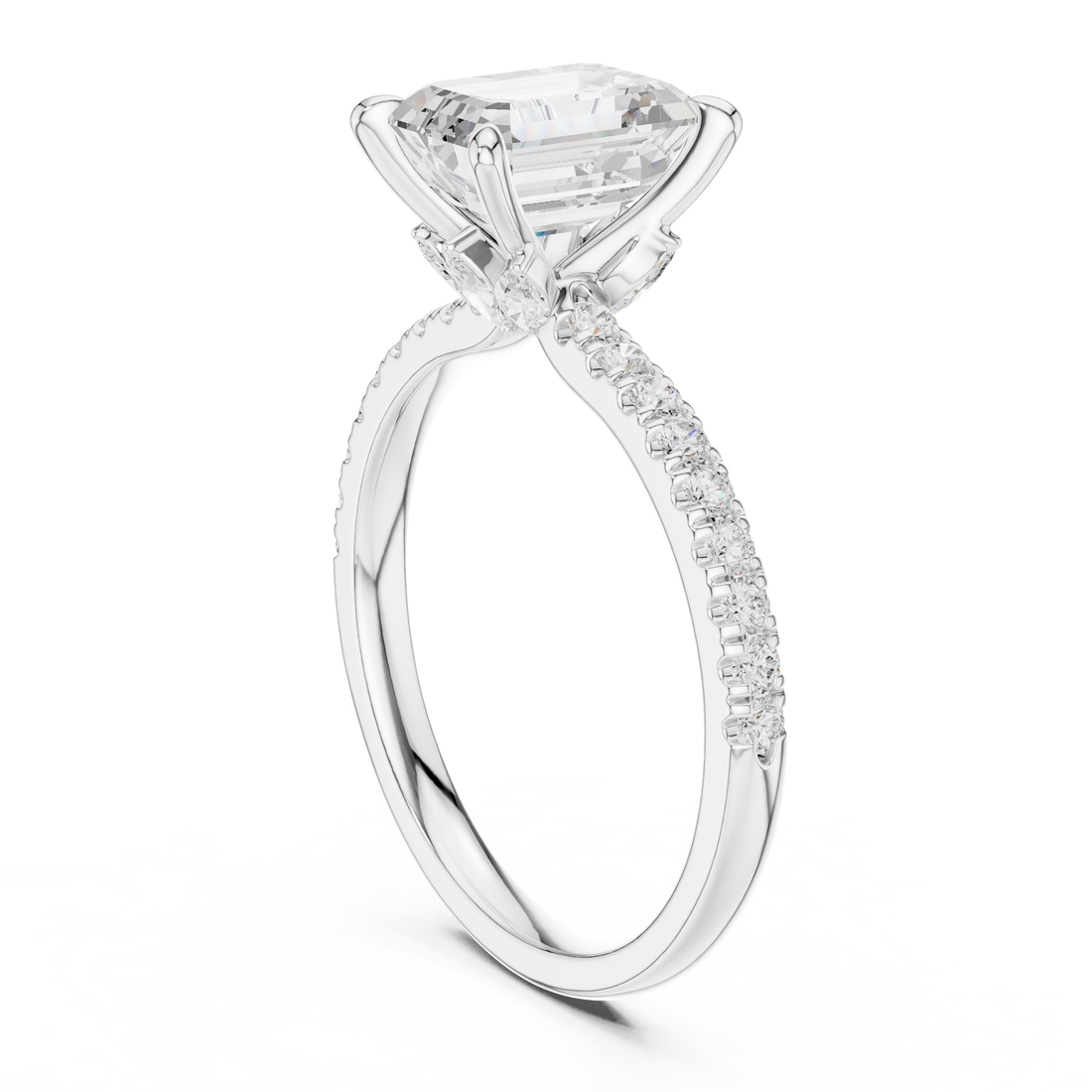 DDLR-1011 - Solitaire Emerald Ring - White Gold
