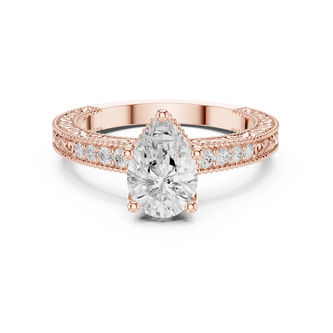 Vintage Ring - Pear | DDLR-979 - Rose Gold