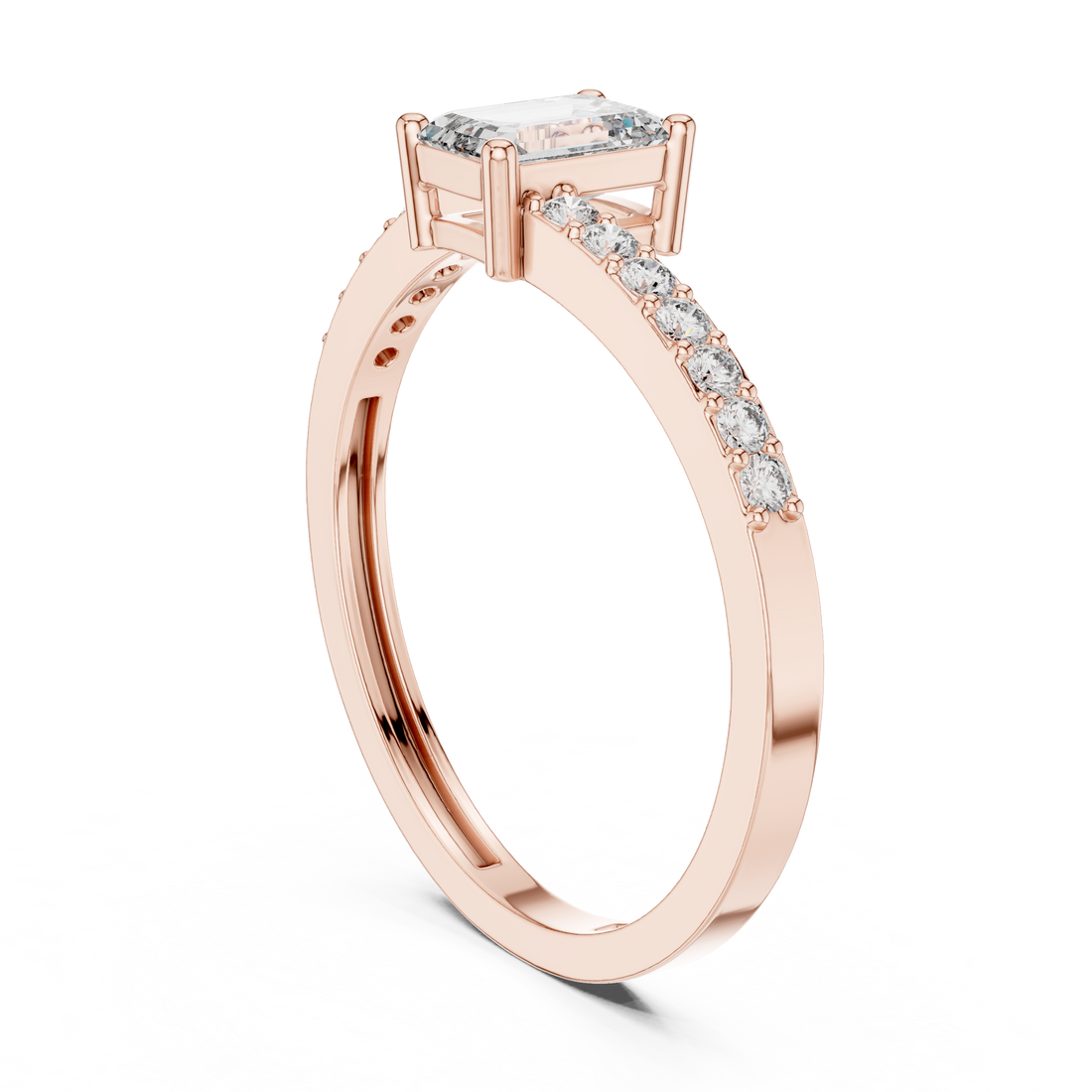 ALR-137 - Solitaire Emerald Ring - White Gold