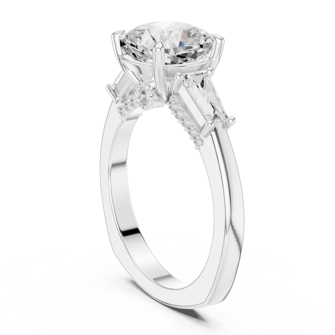 DDLR-271 - Three Stone Cushion Ring - White Gold