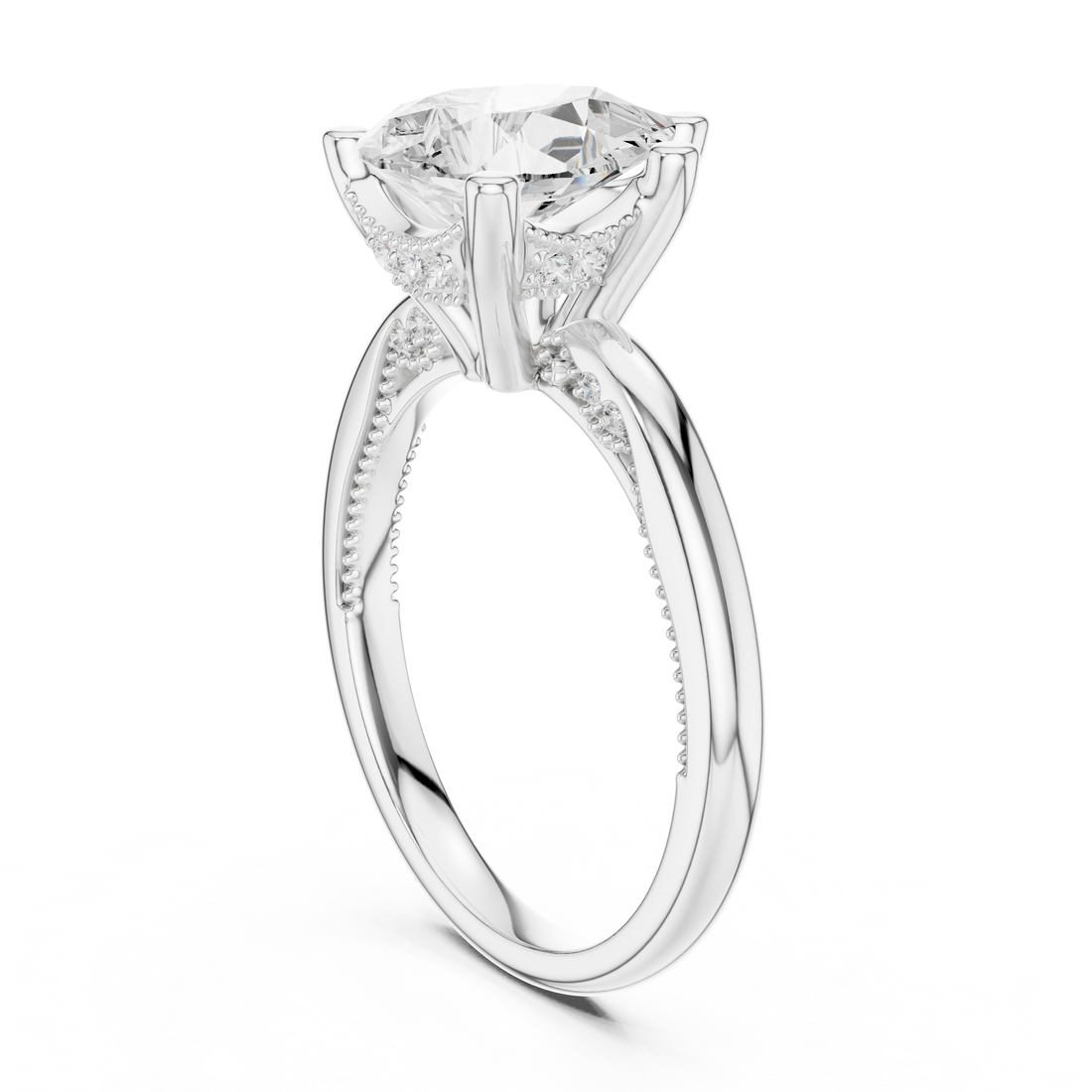 DDLR-175 - PE - Solitaire Pear Ring - White Gold