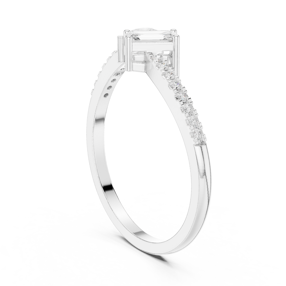 HLR-221 - Fashion Emerald Ring - White Gold