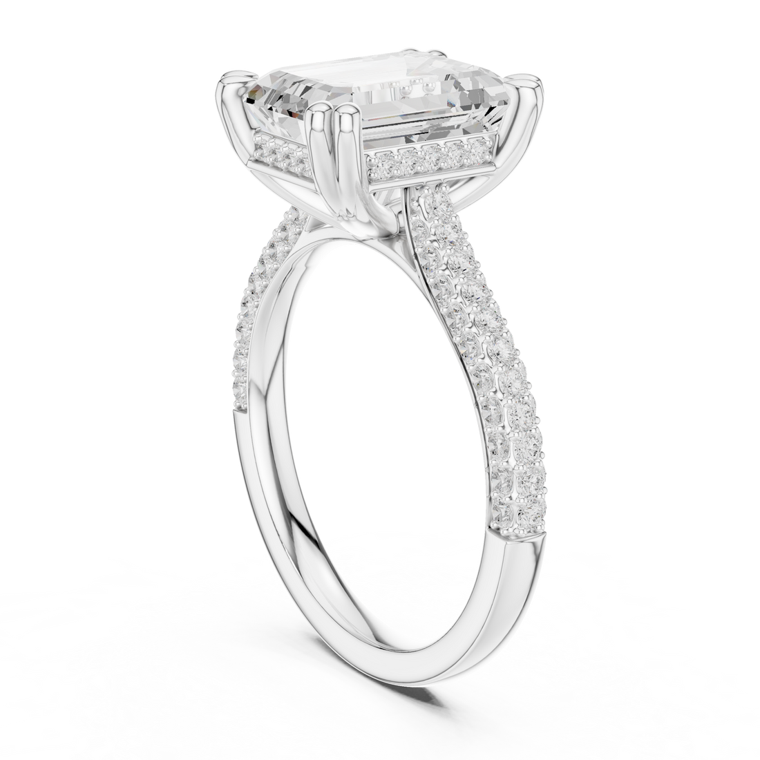 DDLR-954 - Solitaire Emerald Ring - White Gold