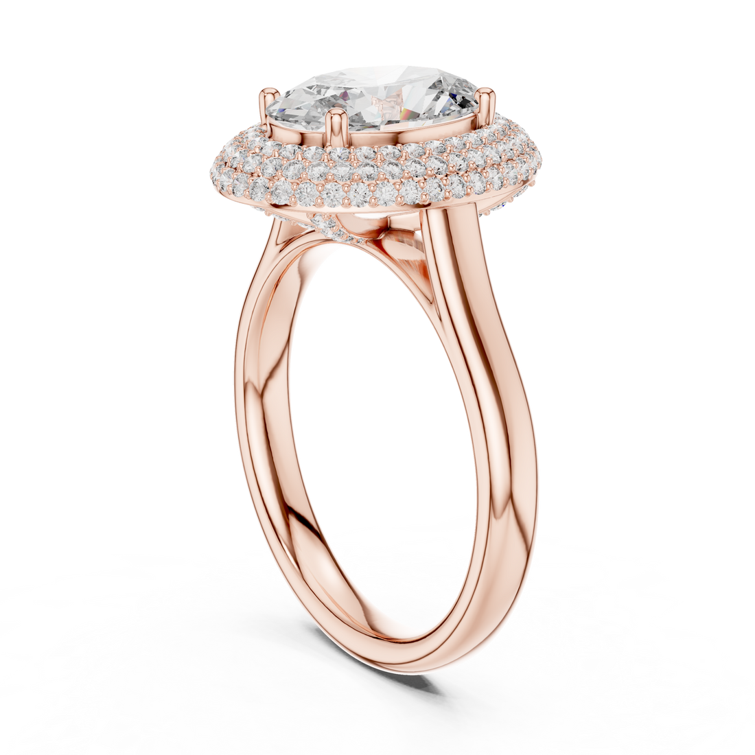 9#10038L_SS14 - Halo Oval Ring - White Gold