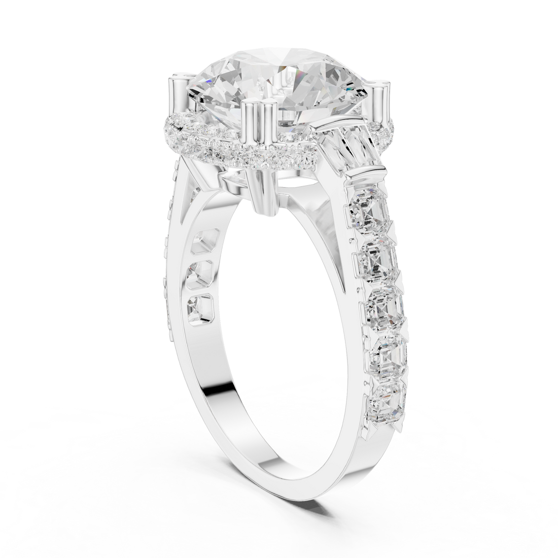 DDLR-354 - Halo Round Ring - White Gold