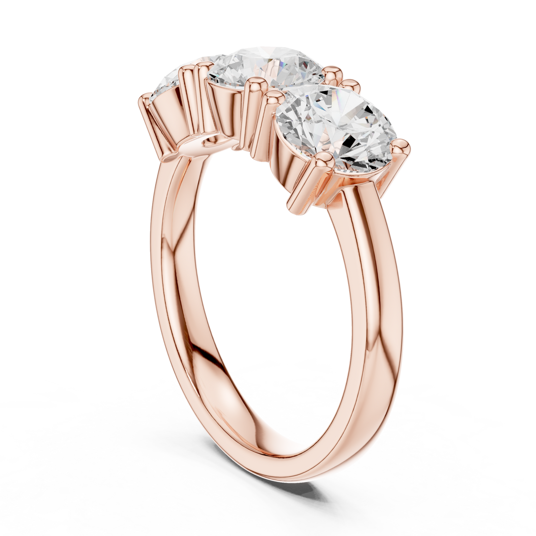 DDLR-613 - Three Stone Round Ring - White Gold