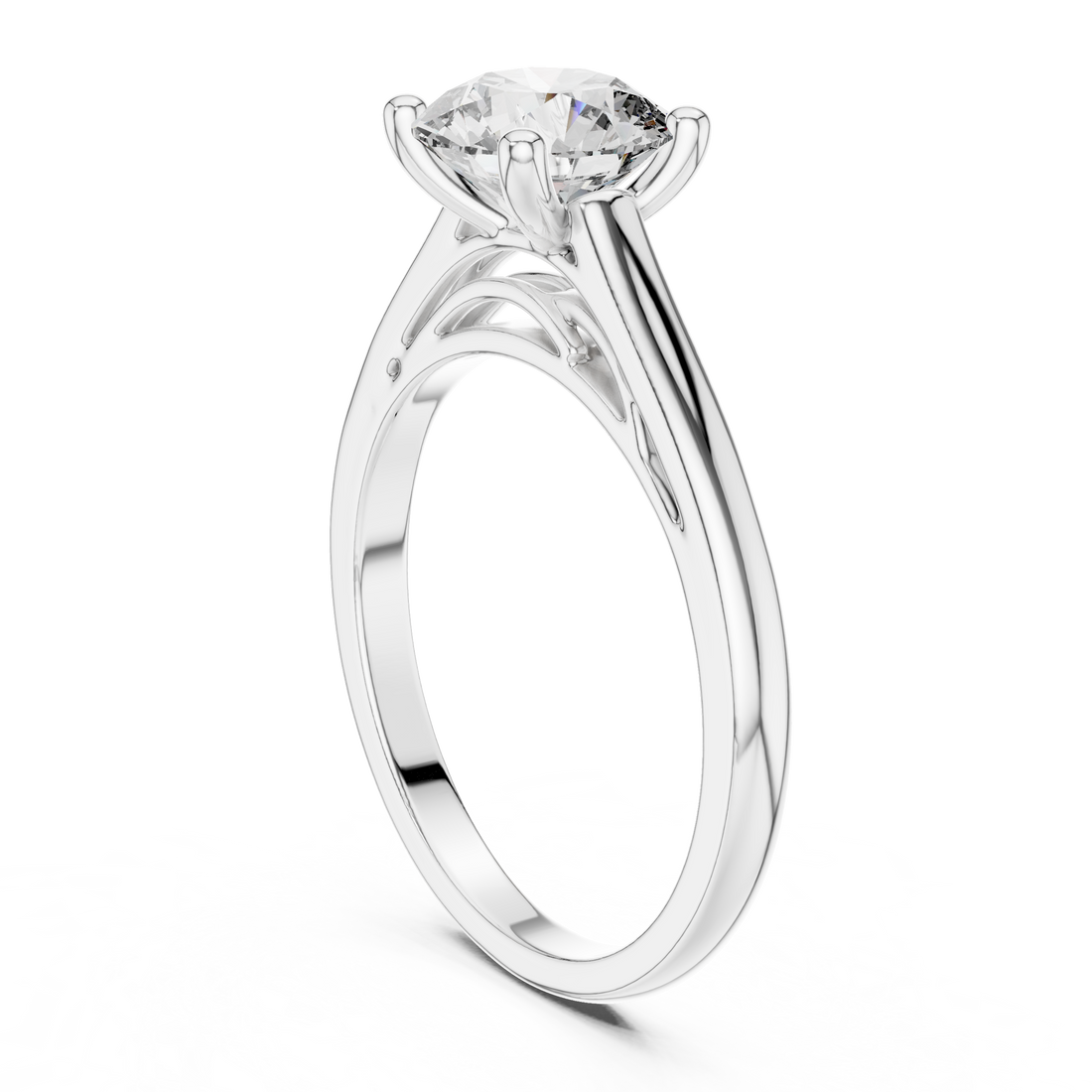 DDLR-159 - Solitaire Round Ring - White Gold