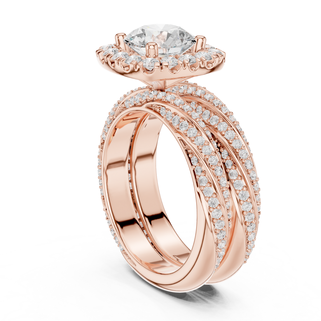DDLR-293 - Halo Round Ring - White Gold