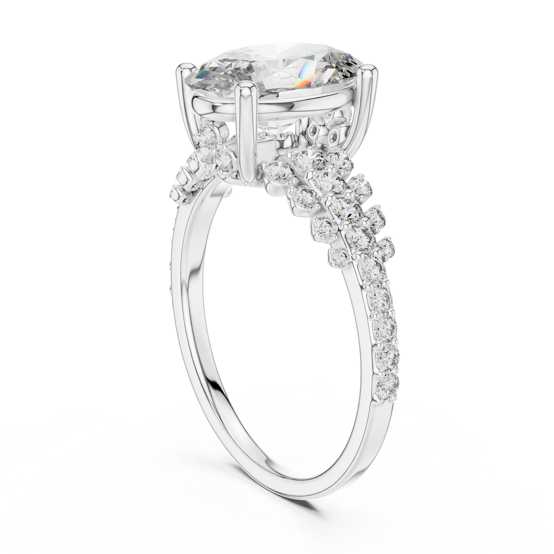 DDLR-060 - Solitaire Oval Ring - White Gold