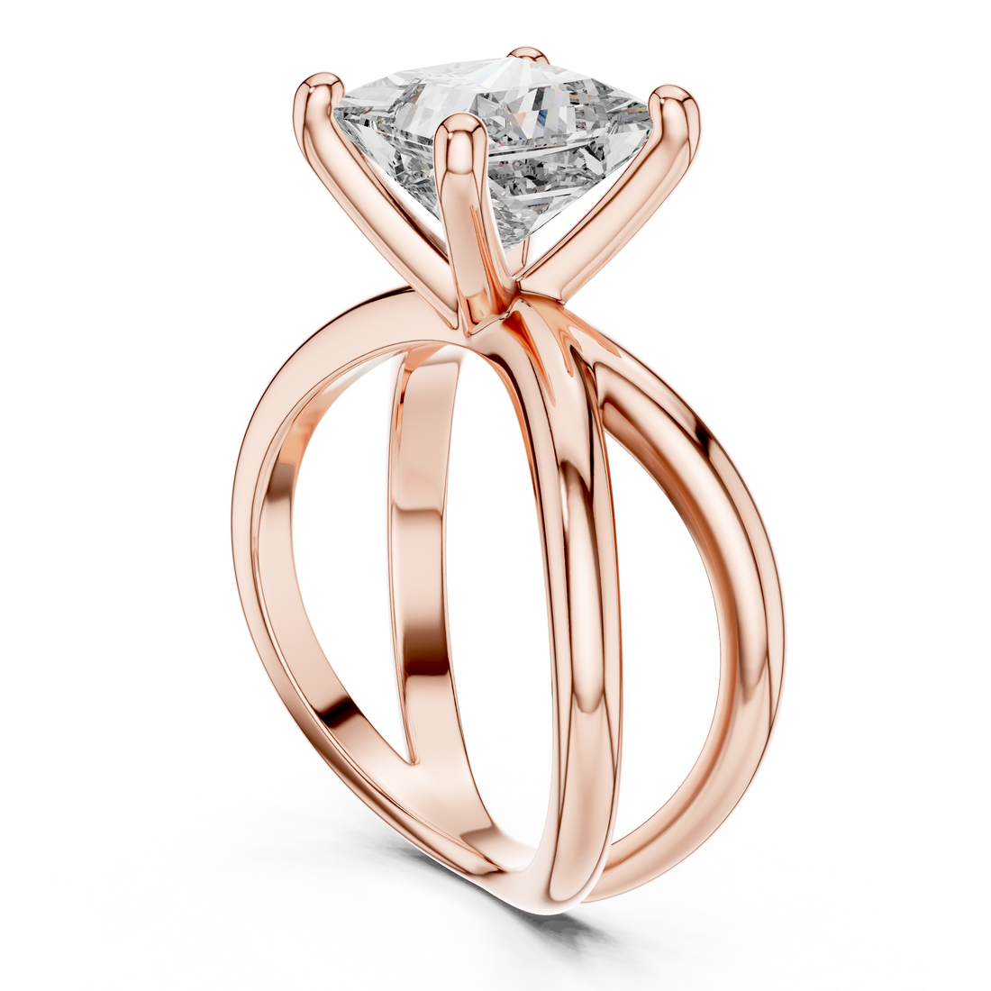 DDLR-051 - Split Shank Princess Ring - White Gold