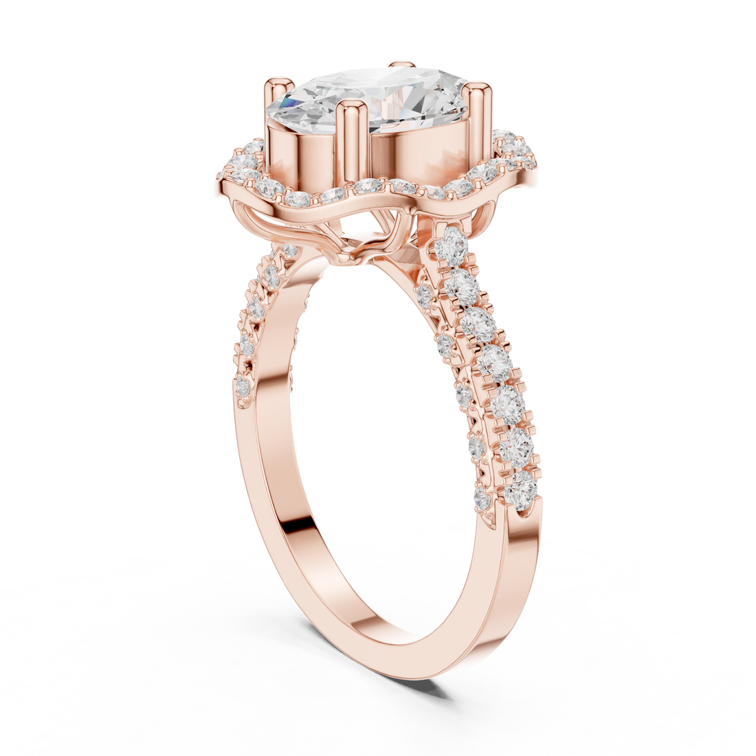 DDLR-410 - Halo Oval Ring - White Gold