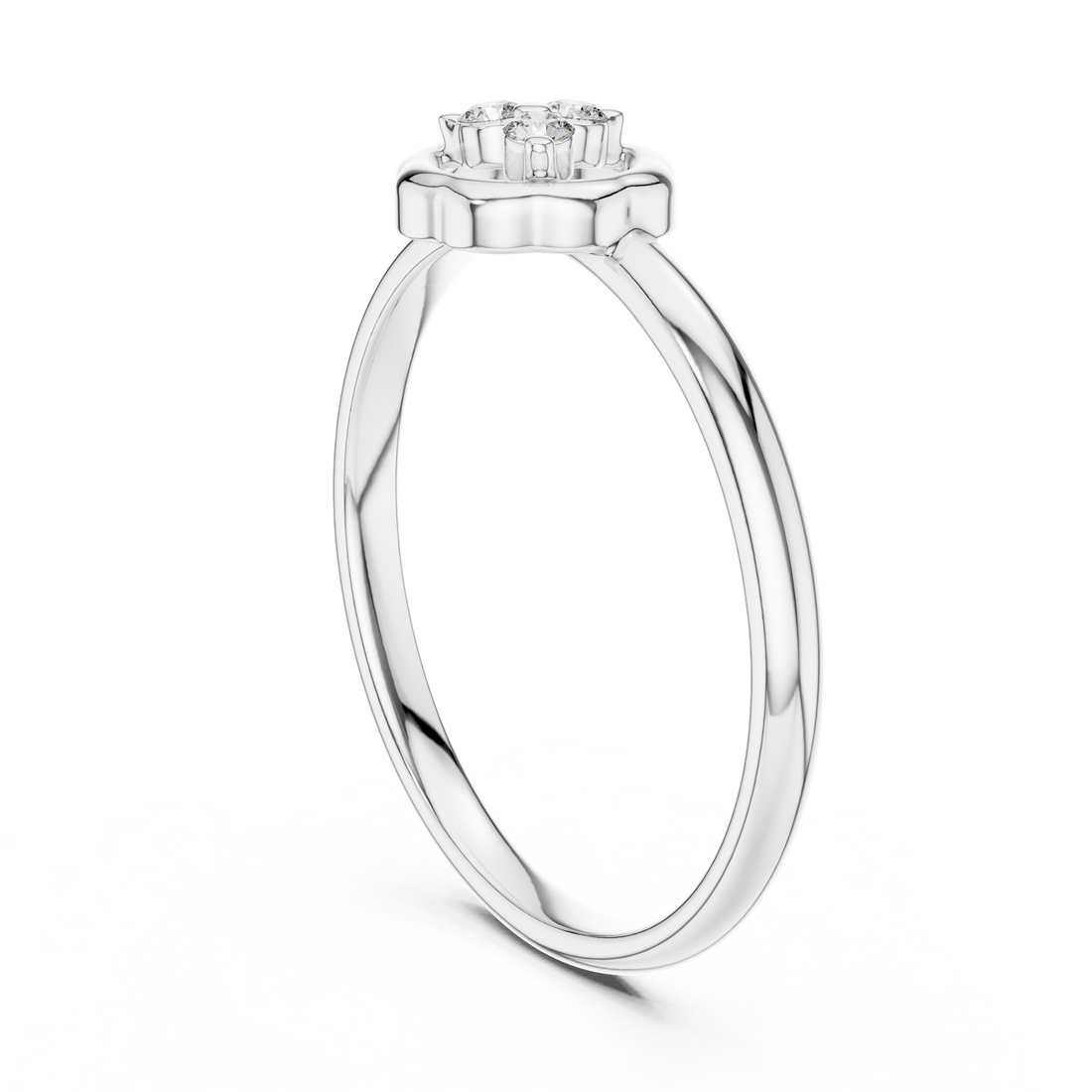 1 (403) - Fashion Round Ring - White Gold