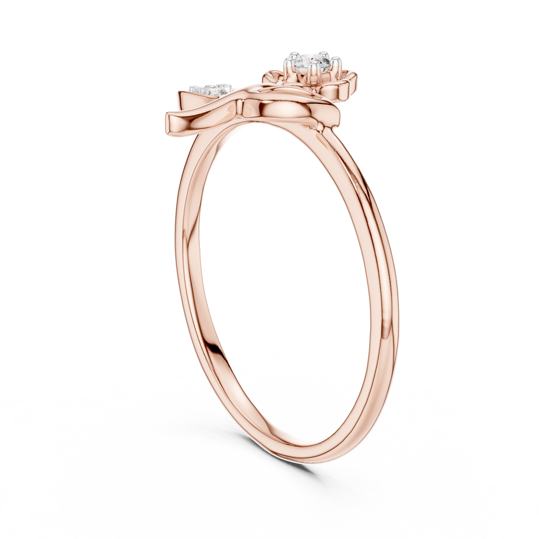 12#10033@L - Fashion Round Ring - White Gold