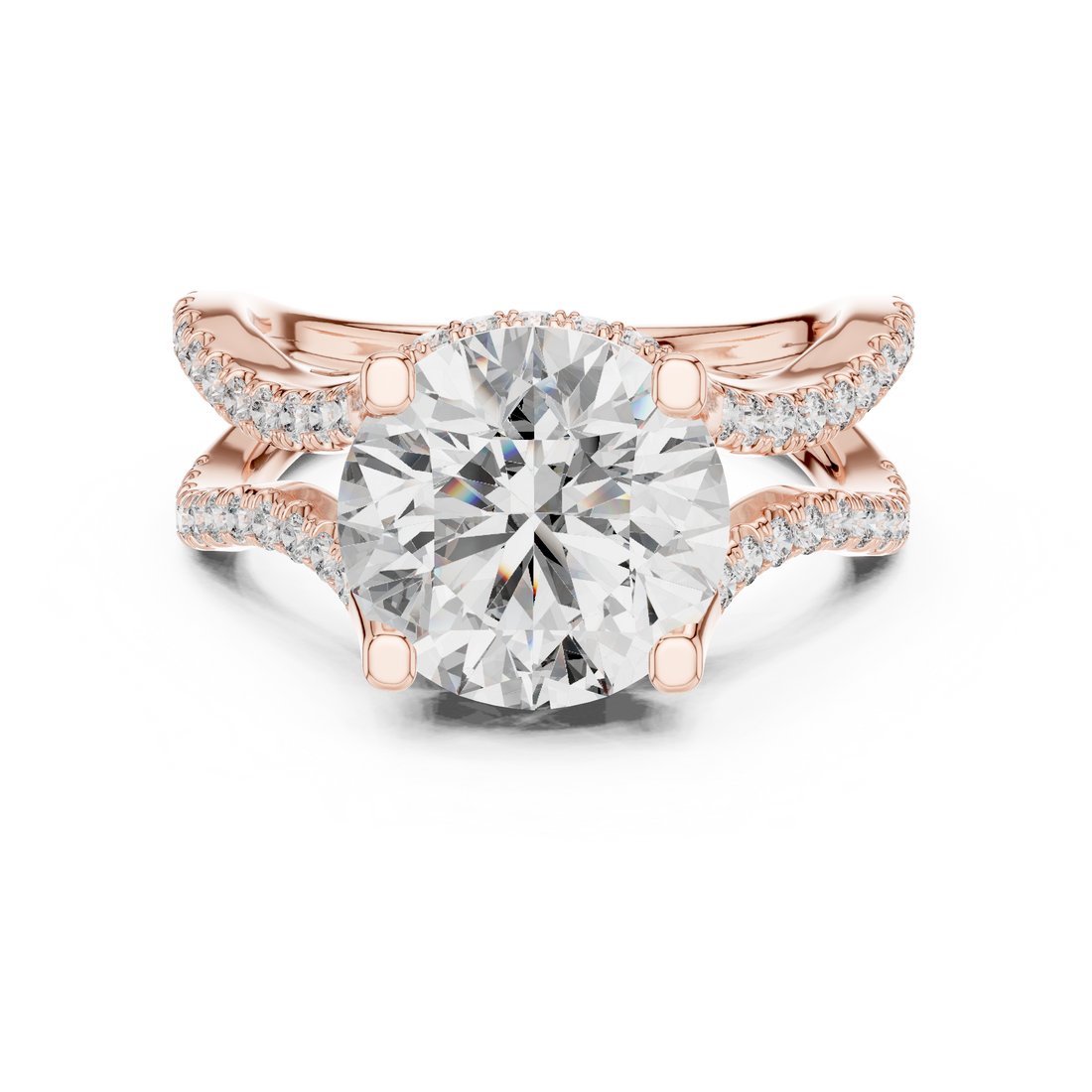 Split Shank Ring - Round | DDLR-155 - Rose Gold