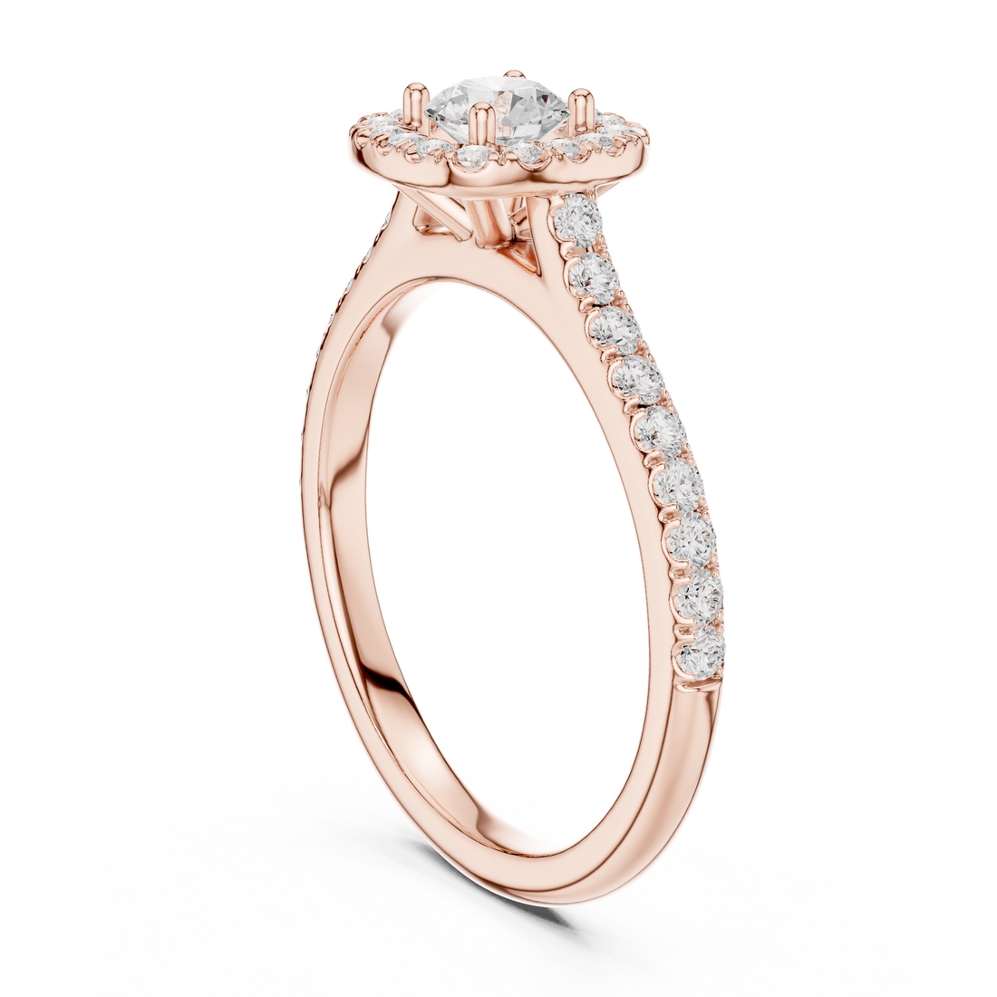 LR-0216 - Halo Round Ring - White Gold
