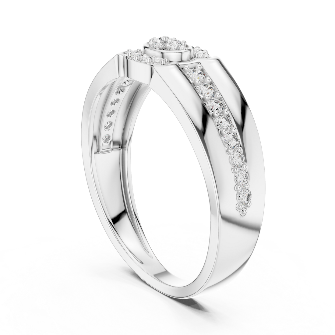 LR-01 (41) - Fashion Round Ring - White Gold