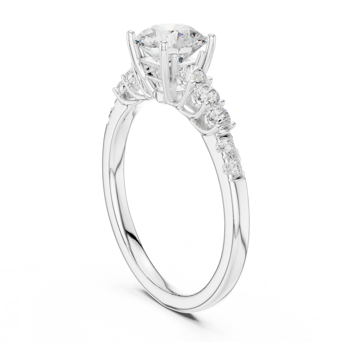 LR-0300 - Three Stone Round Ring - White Gold