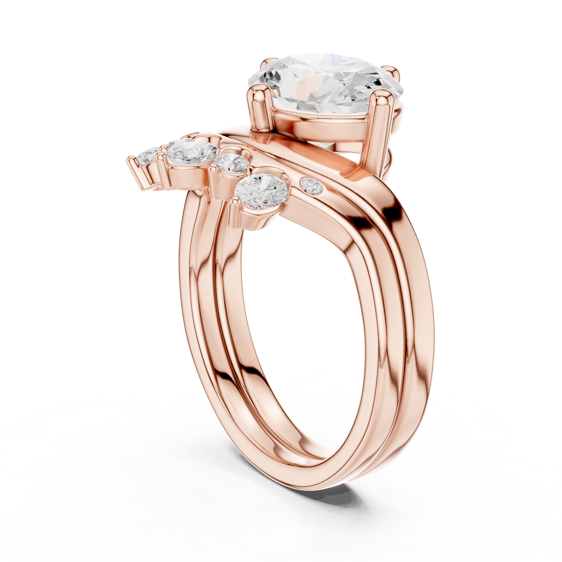 DDLR-444 -OV - Fashion Oval Ring - White Gold