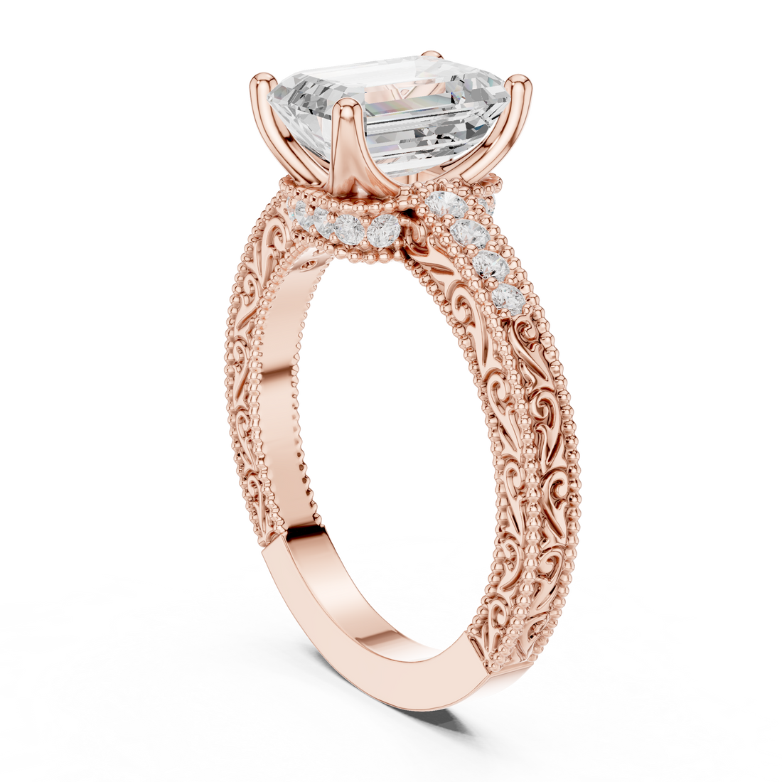DDLR-978 - Vintage Emerald Ring - White Gold