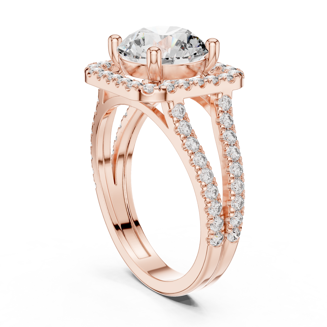 DDLR-203 - Halo Round Ring - White Gold