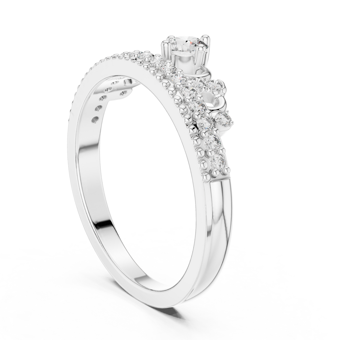 9#10059L - Fashion Round Ring - White Gold