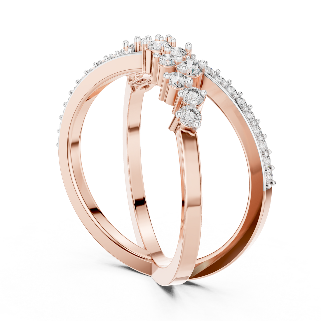 12#10020@L - Bypass Round Ring - White Gold