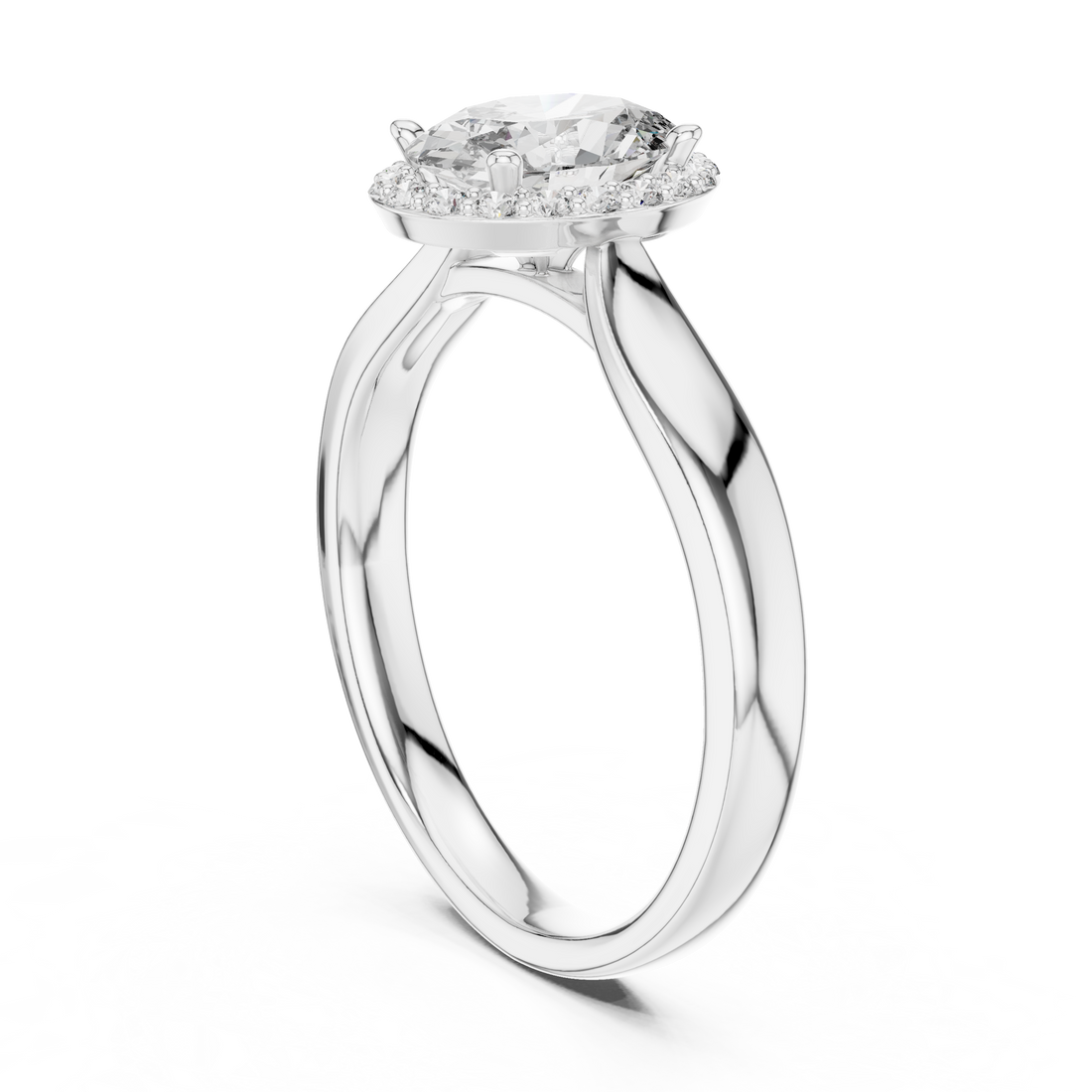 00001L (47) - Fashion Oval Ring - White Gold