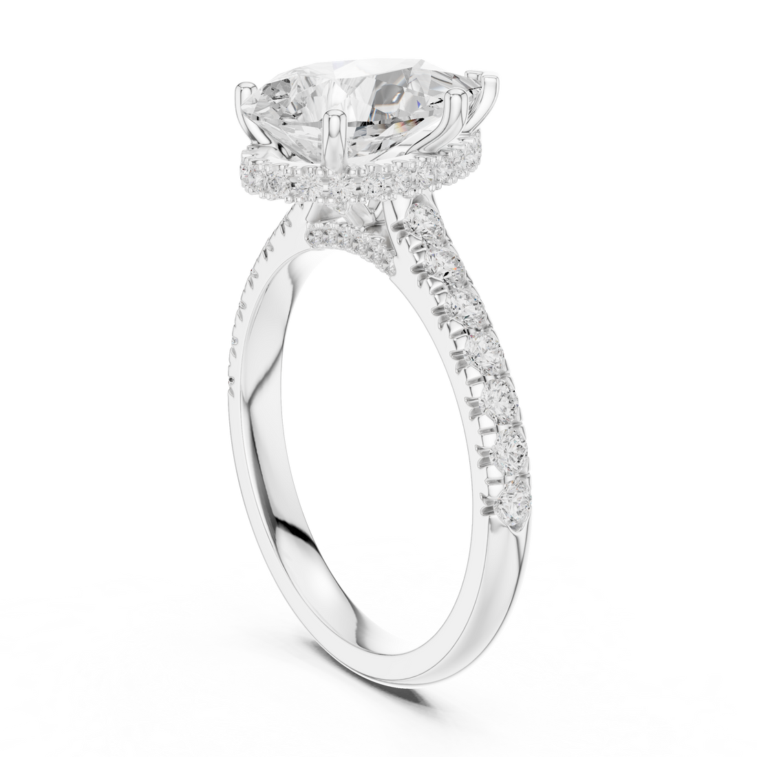 DDLR-258-PE - Solitaire Pear Ring - White Gold