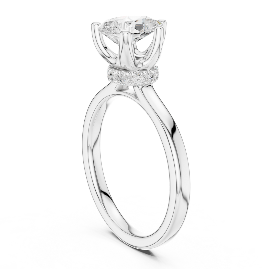 DDLR-176 -PE - Solitaire Pear Ring - White Gold