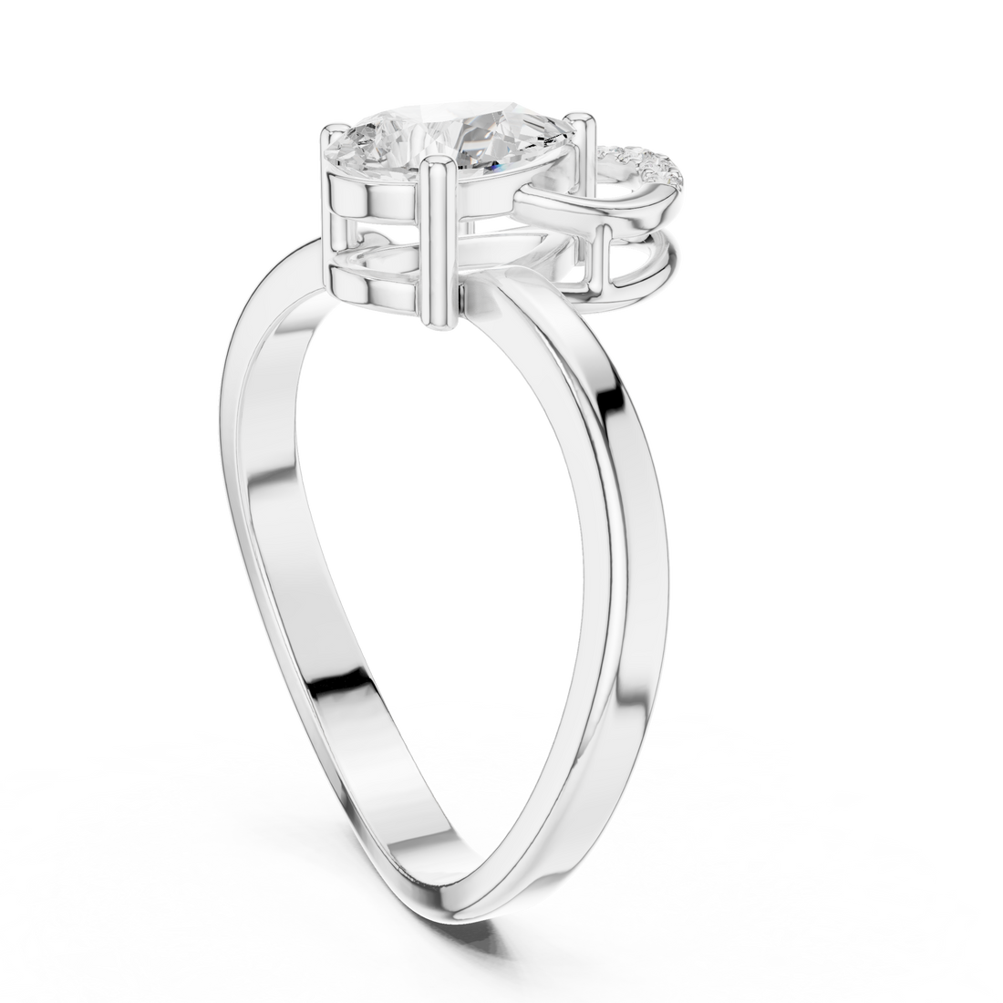 DDLR-506 - Fashion Pear Ring - White Gold
