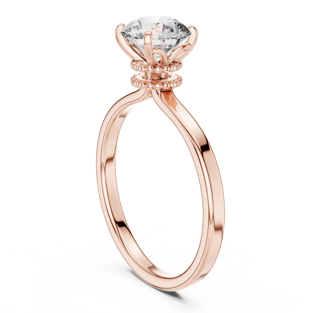 LR-0015 - Solitaire Round Ring - White Gold
