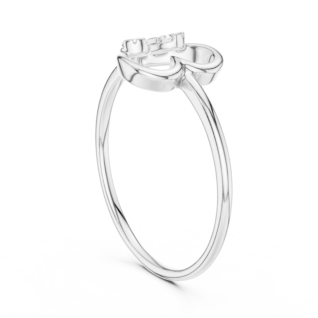12#10039@L - Fashion Round Ring - White Gold
