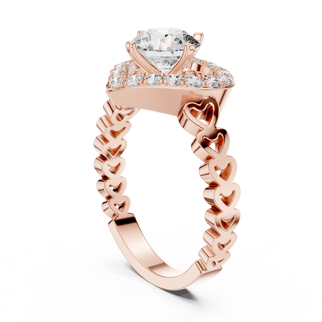 LR-0095 - Halo Round Ring - White Gold