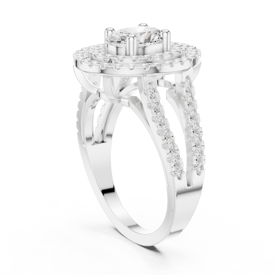 DDLR-348 - Halo Oval Ring - White Gold