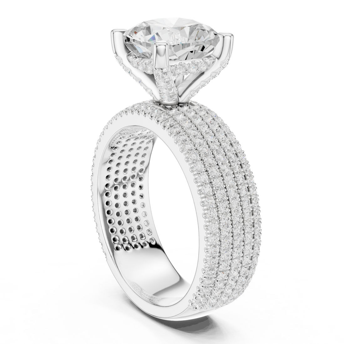 DDLR-1022 - Solitaire Cushion Ring - White Gold