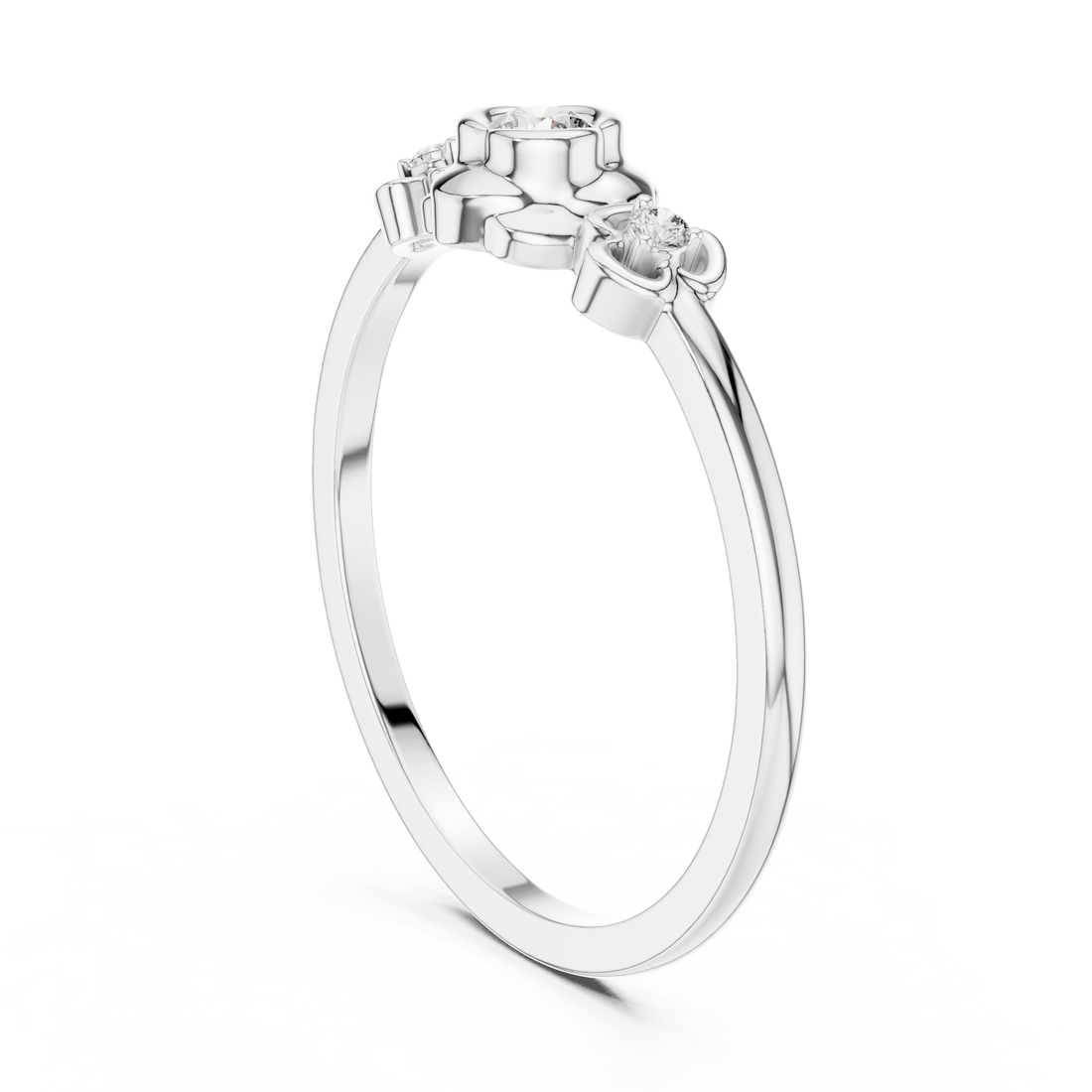 DR-6261 - Fashion Round Ring - White Gold