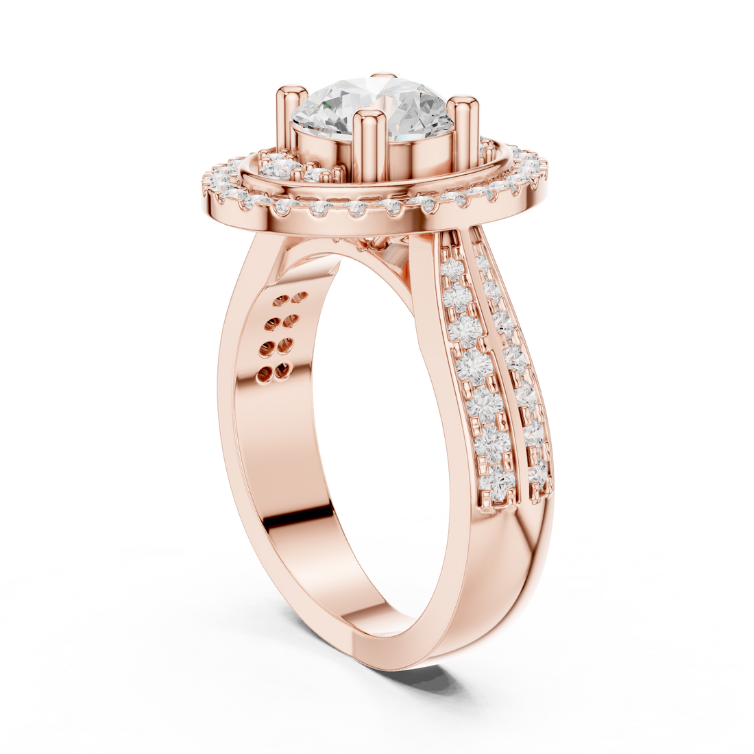DDLR-401 - Halo Round Ring - White Gold