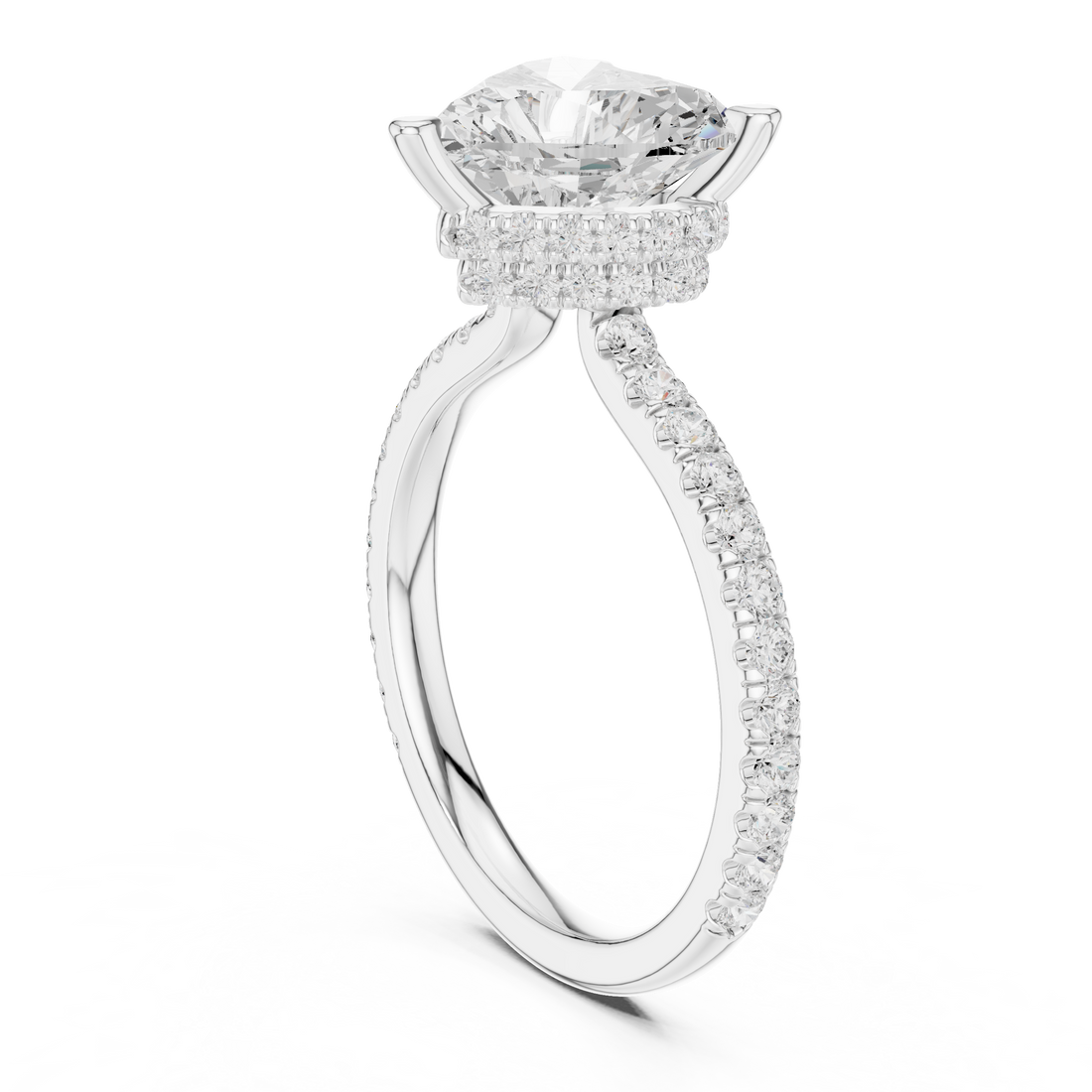 DDLR-1018 - Solitaire Heart Ring - White Gold