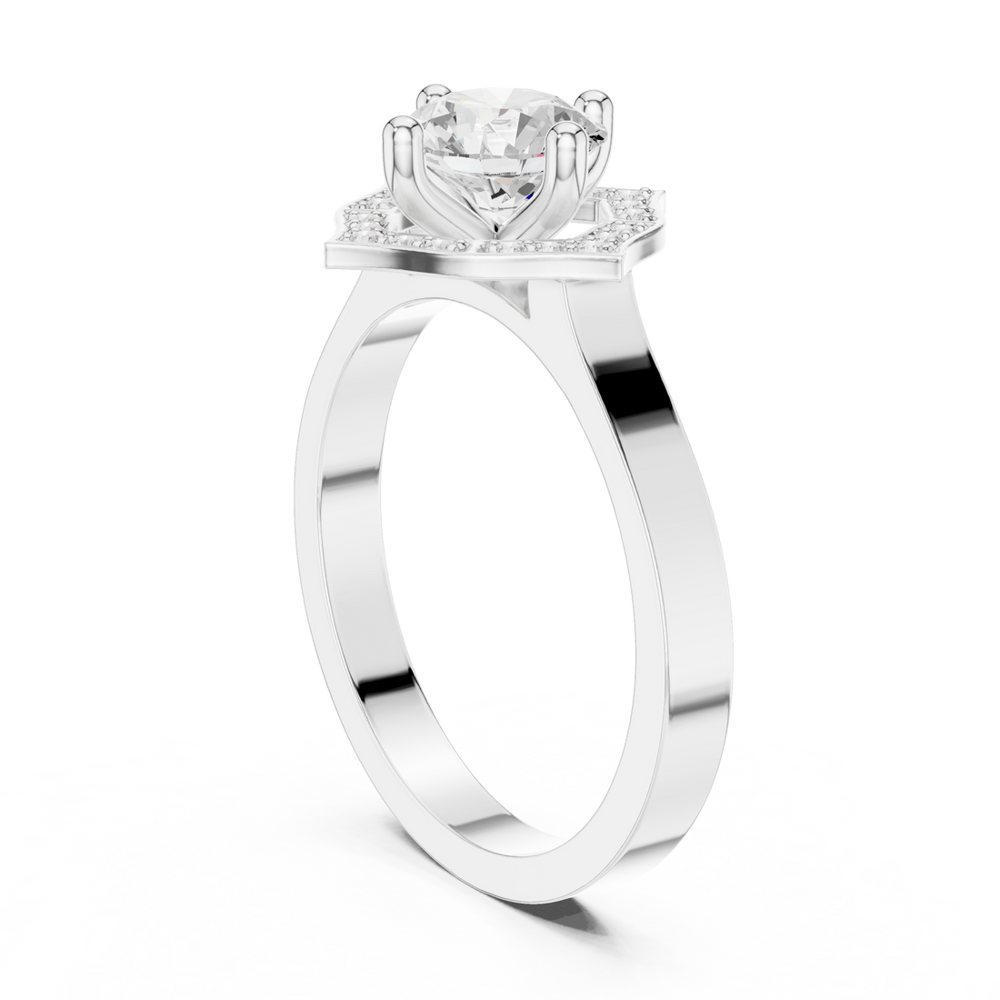 DDLR-327 - Halo Round Ring - White Gold