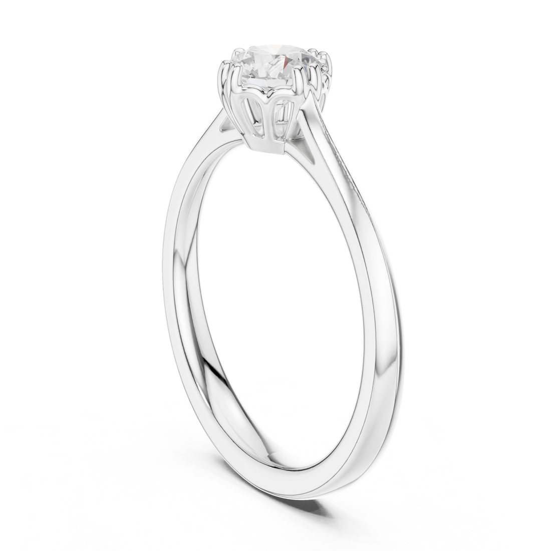 DDLR-554 - Solitaire Round Ring - White Gold
