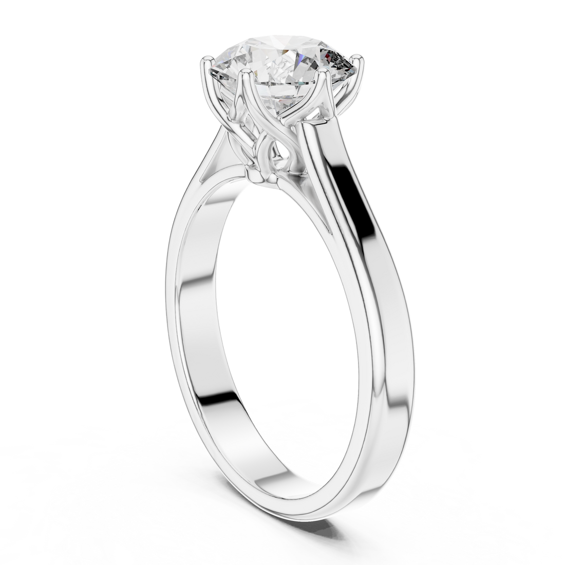 LR-0037 - Solitaire Round Ring - White Gold